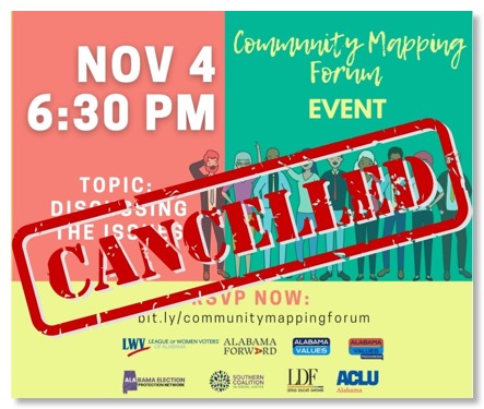 Facebook post - Community Mapping Forum Nov. 4 cancelled