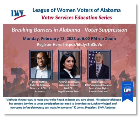 Facebook post - Breaking Barriers in Ala. - Voter Suppression