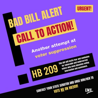Instagram post - Bad Bill ACTION Alert HB209